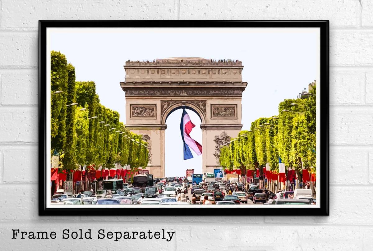 Arc De Triomphe Illustration #2 - Paris Landmark France Landmark Europe - Poster | Canvas Wall Art Print