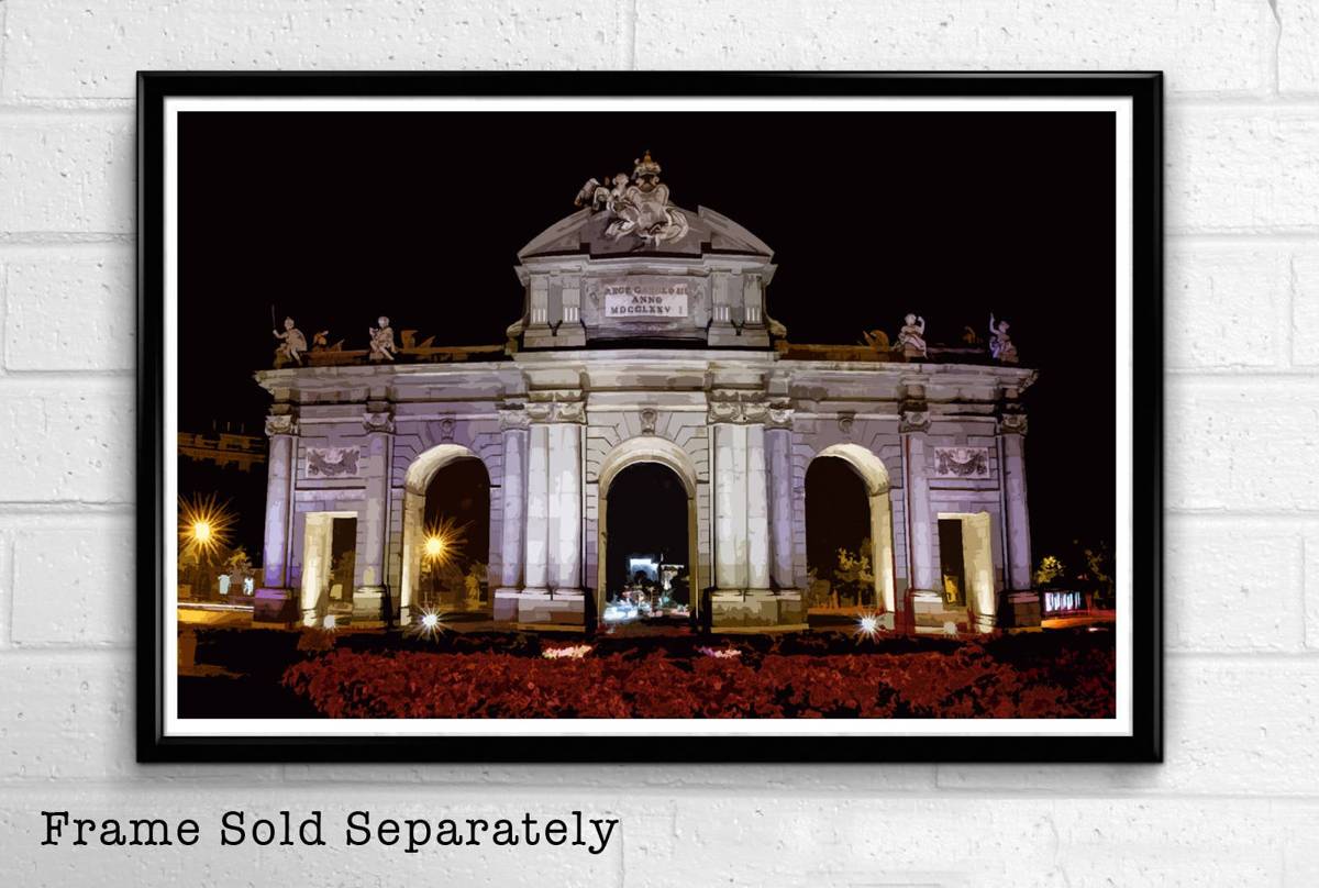 Spain'S Puerta De Alcal‚àö¬®‚àö¬∞ Madrid Illustration -Spanish Landmark Monument Europe Landmark - Poster | Canvas Wall Art Print