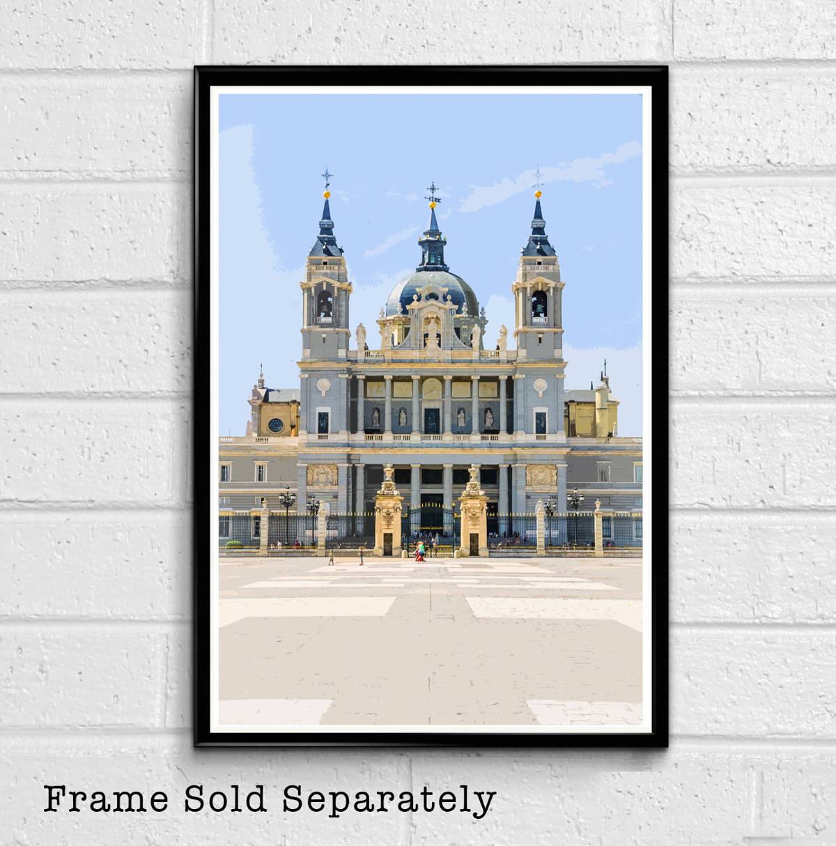 Spain'S Catedral De La Almudena Madrid Illustration -Spanish Landmark Monument Europe Landmark - Poster | Canvas Wall Art Print