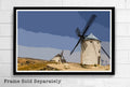 Spain'S Consuegra Windmills Illustration - Spanish Landmark Monument Europe Landmark - Poster | Canvas Wall Art Print
