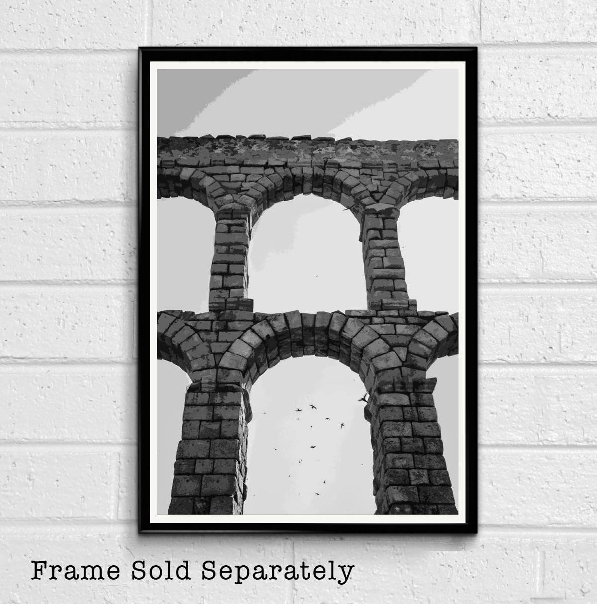Segovia Aqueduct Spain Illustration - European Monument Spanish Landmark Europe - Poster | Canvas Wall Art Print