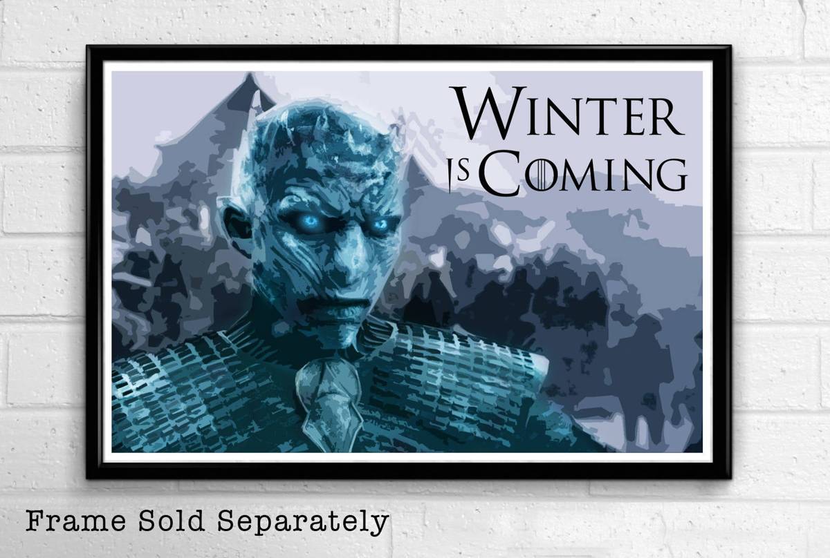 The Night King 'Winter Is Coming' Illustration - Game Of Thrones Fantasy Song Of Ice And Fire - Poster | Canvas Wall Art Print