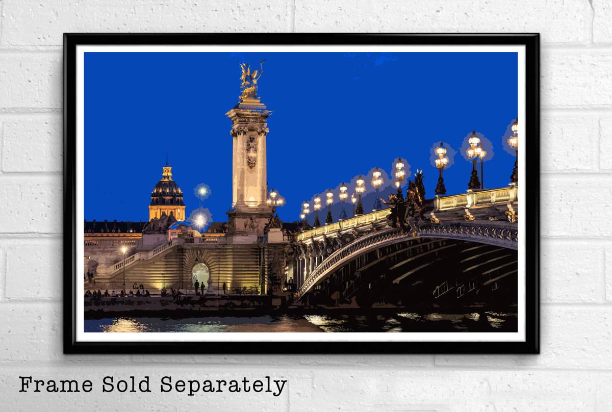 Paris Pont Alexandre Iii Illustration - Landmark France Monument Europe - Poster | Canvas Wall Art Print