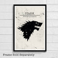 House Stark Direwolf Sigil Illustration - Game Of Thrones Fantasy Song Of Ice And Fire - Poster | Canvas Wall Art Print