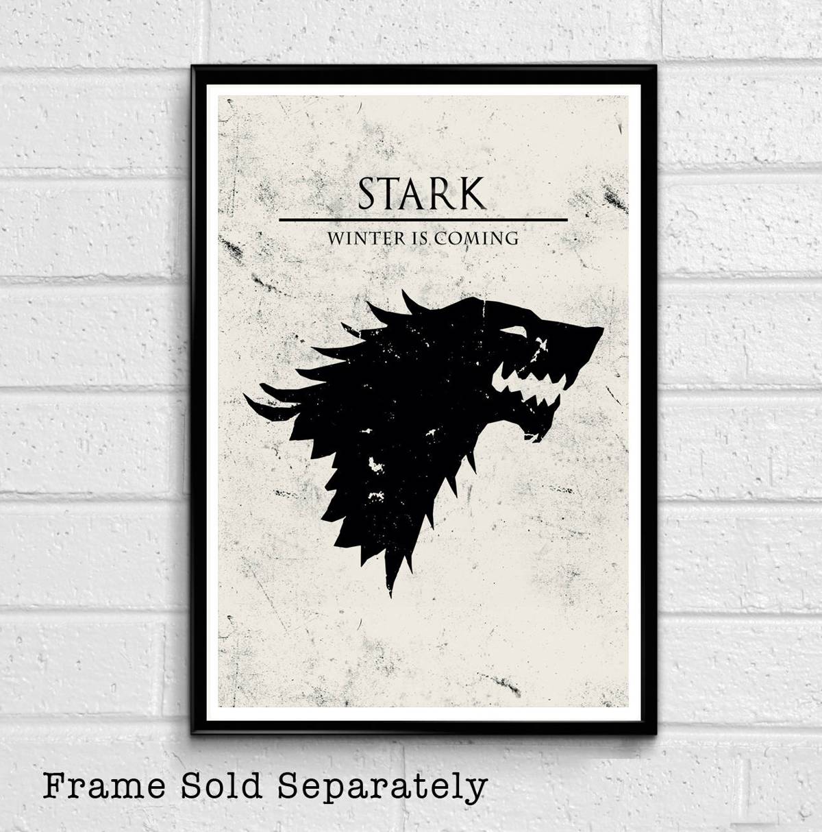 House Stark Direwolf Sigil Illustration - Game Of Thrones Fantasy Song Of Ice And Fire - Poster | Canvas Wall Art Print