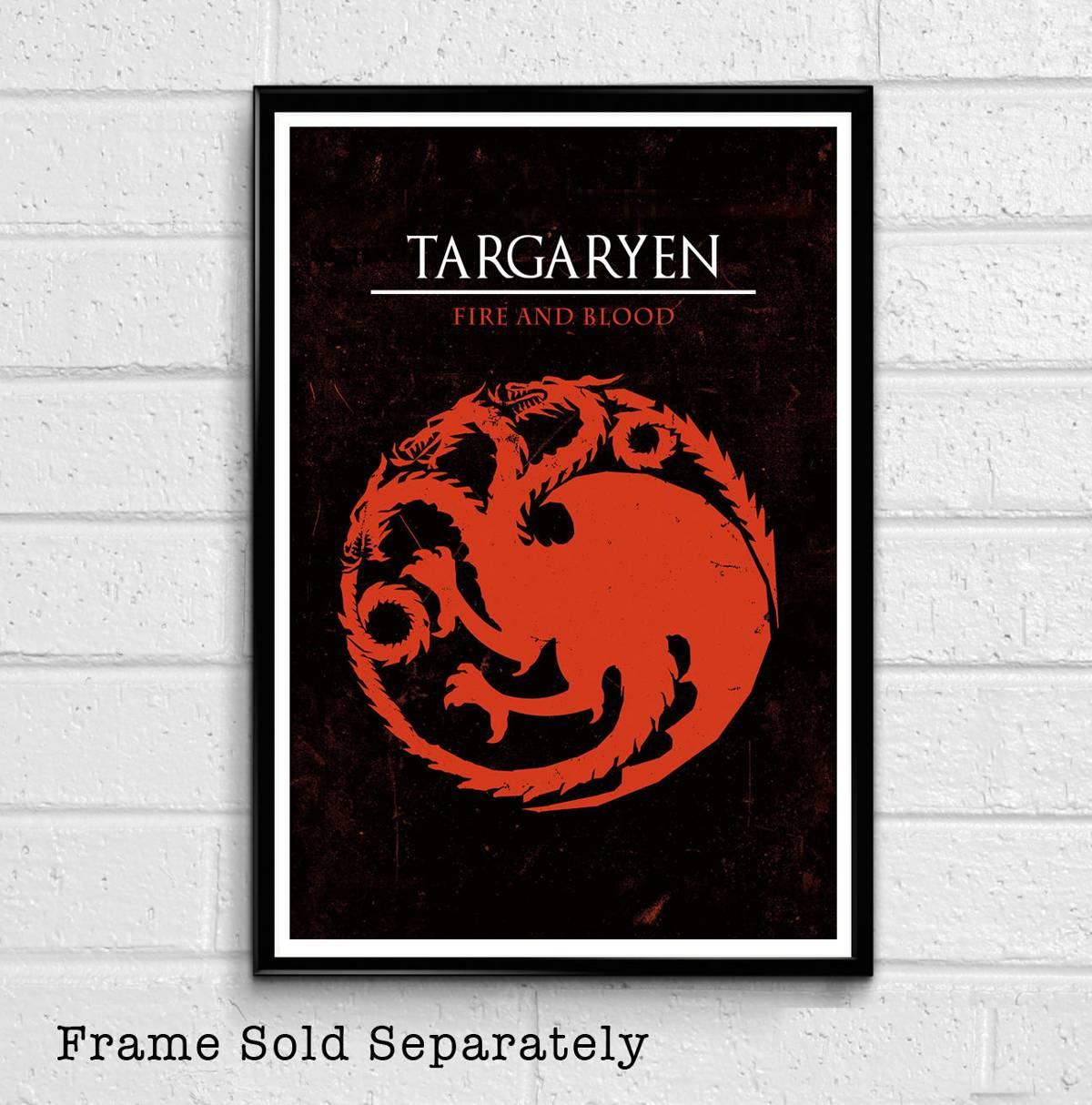 House Targaryen Dragon Sigil From Game Of Thrones Illustration - Fantasy Song Of Ice And Fire - Poster | Canvas Wall Art Print