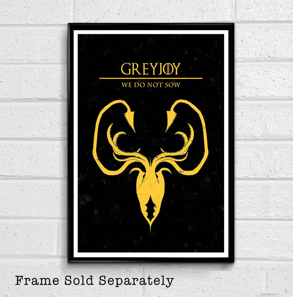 House Greyjoy Squid Sigil From Game Of Thrones Illustration - Fantasy Song Of Ice And Fire - Poster | Canvas Wall Art Print