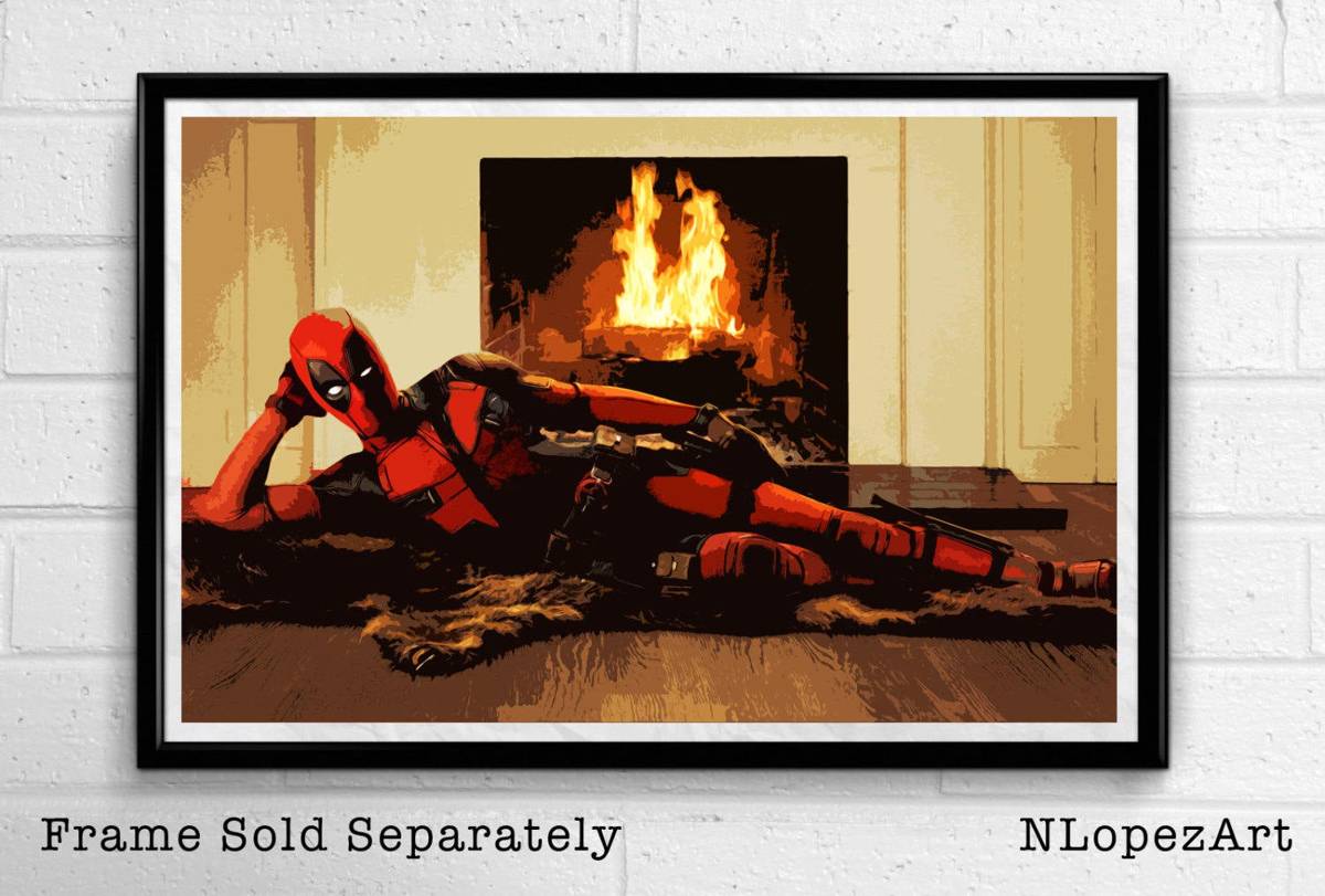 Deadpool X-Men Pin-Up Illustration - Marvel Movie Superhero Film Comicbook - Poster | Canvas Wall Art Print