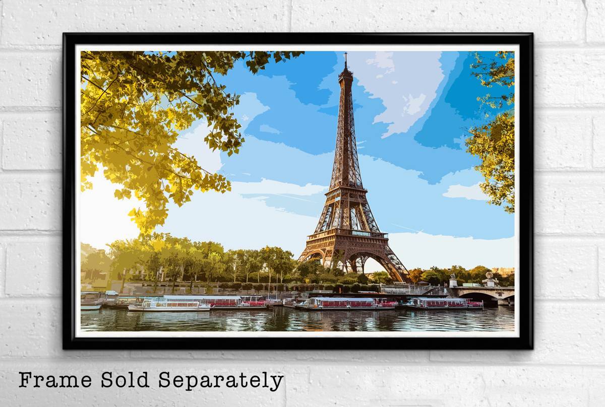 Eiffel Tower Illustration #7 - Paris France Landmark French Landmark Europe Travel - Poster | Canvas Wall Art Print