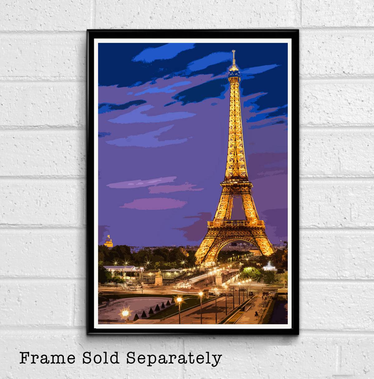 Eiffel Tower Night Illustration #1 - Paris France Landmark French Landmark Europe Travel - Poster | Canvas Wall Art Print