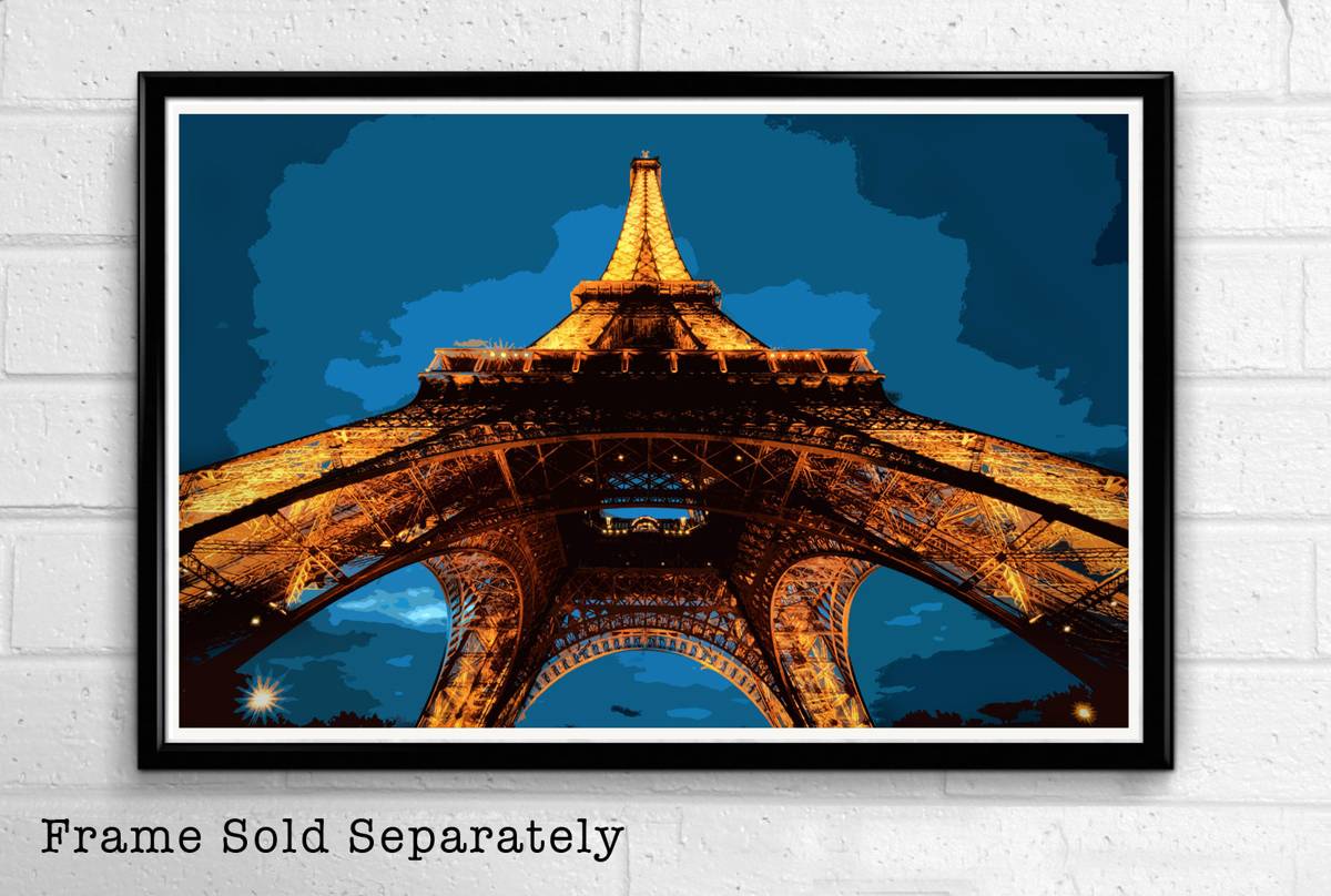 Eiffel Tower Night Illustration #3 - Paris France Landmark French Landmark Europe Travel - Poster | Canvas Wall Art Print