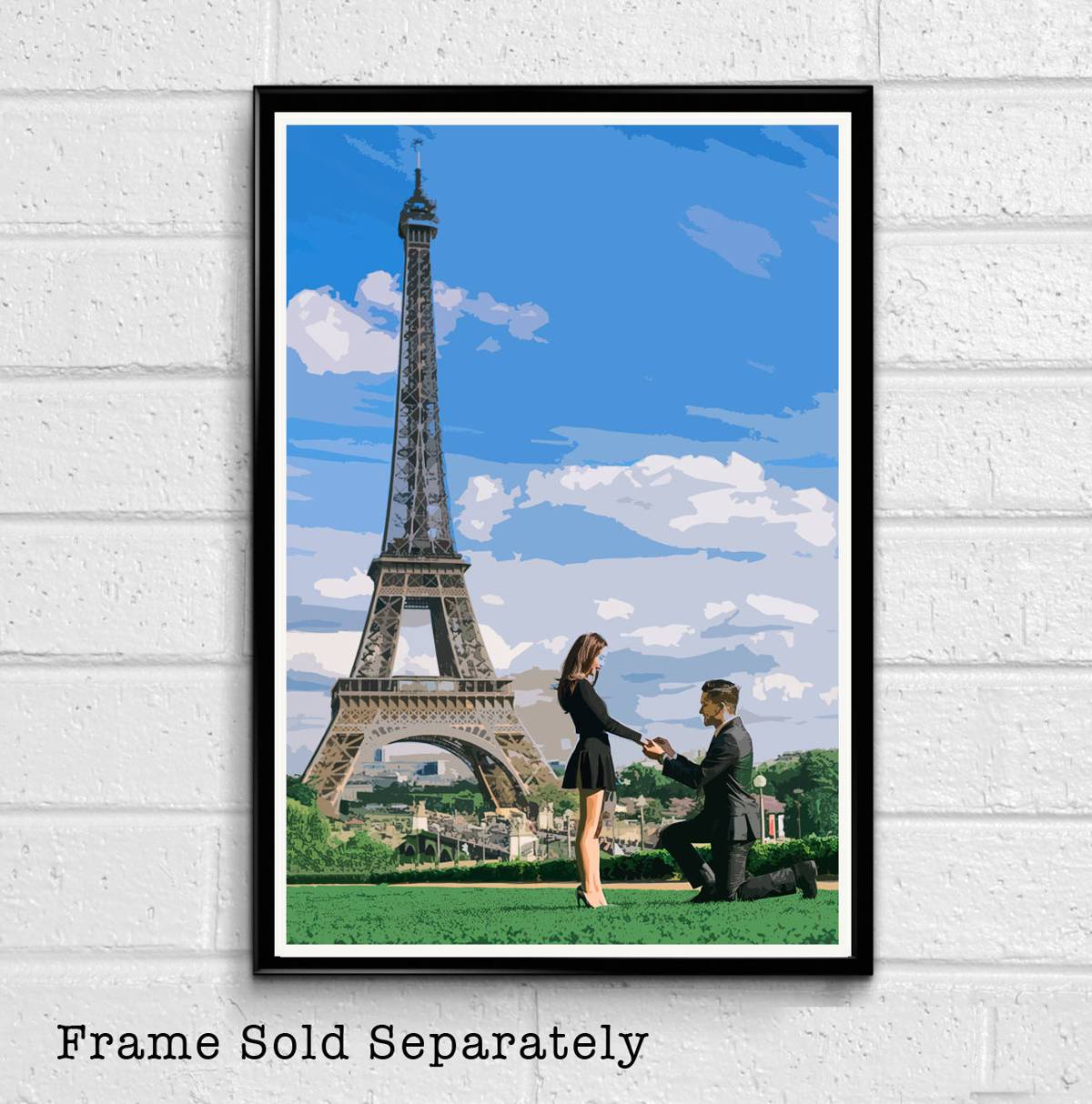 Love And The Eiffel Tower - Paris France Landmark French Landmark Europe Travel - Poster | Canvas Wall Art Print
