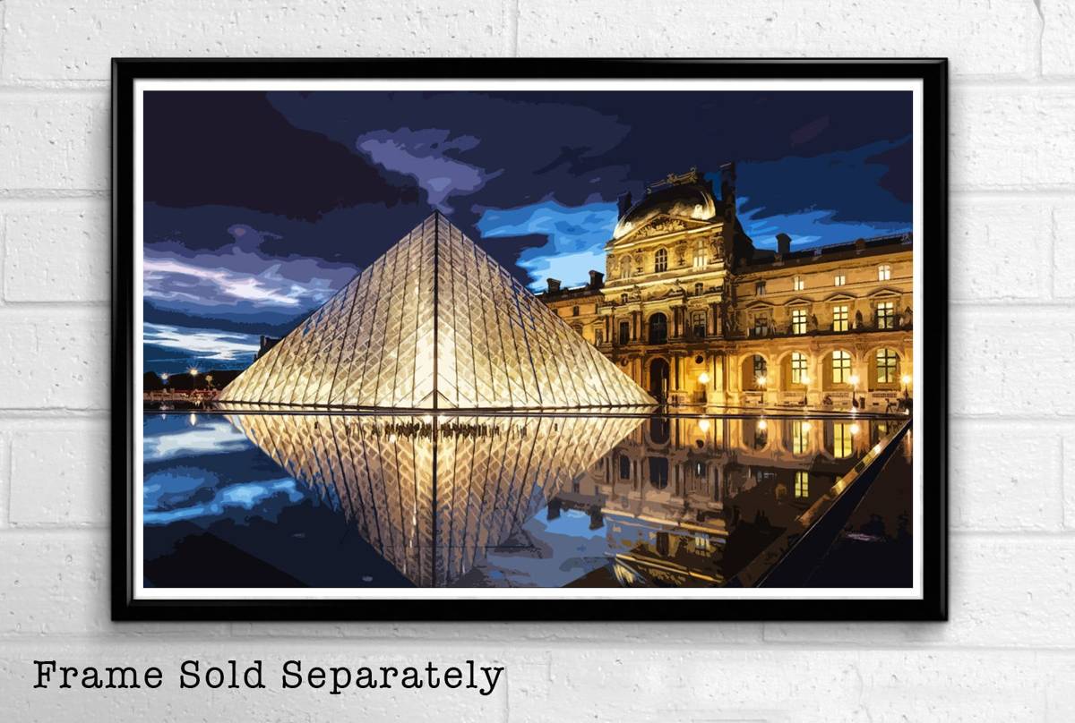 The Louvre Museum Illustration - Mus‚àö¬®¬¨¬©E Du Louvre Paris Landmark France Landmark Europe - Poster | Canvas Wall Art Print