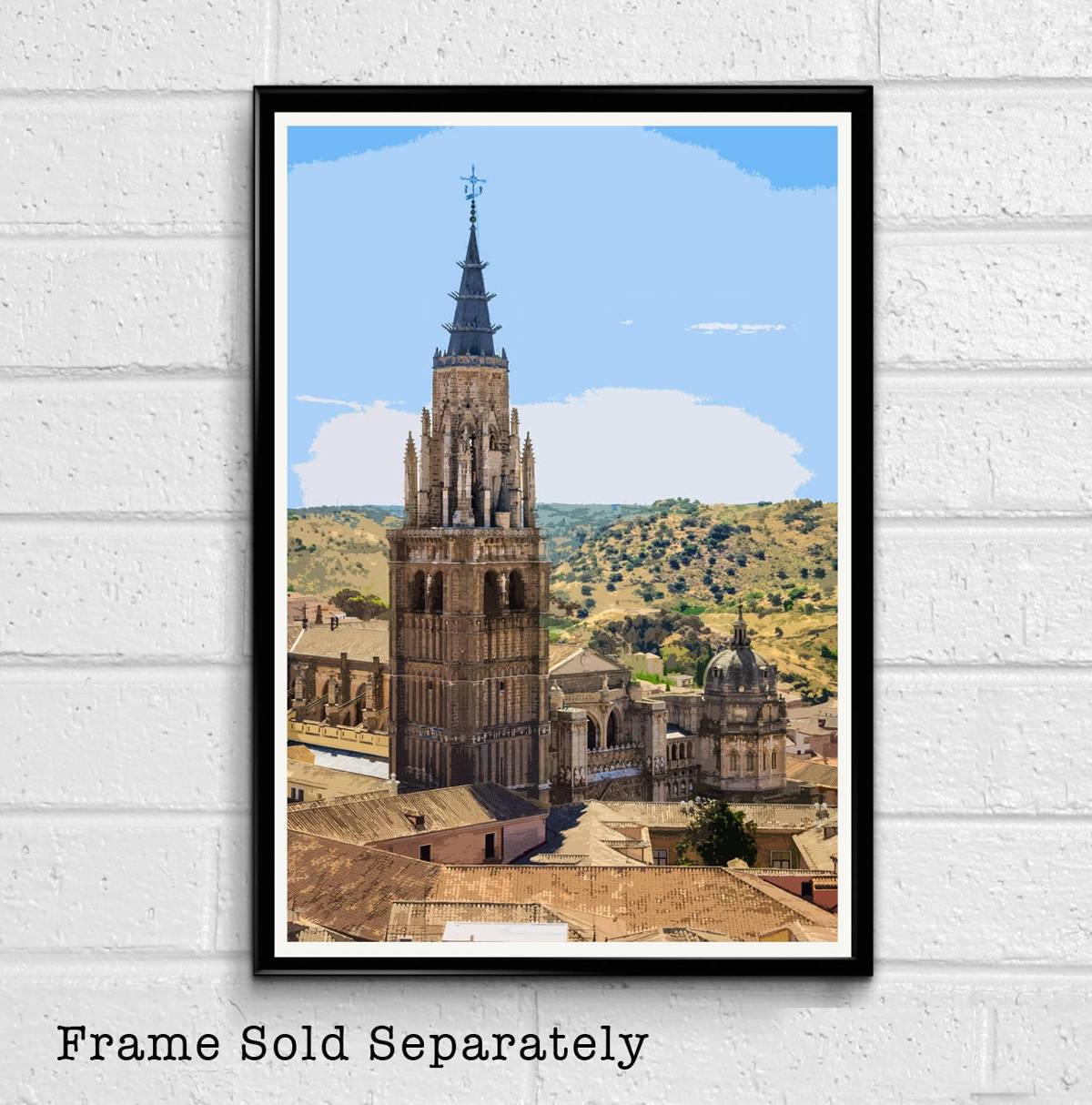 Cathedral Of Saint Mary Of Toledo Illustration - Spain Landmark European Spanish Europe - Poster | Canvas Wall Art Print
