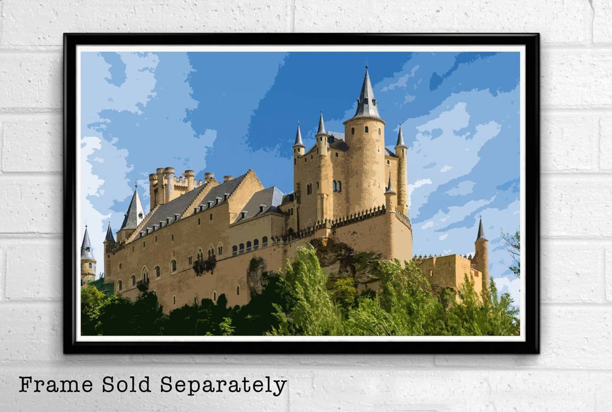 Alc‚àö¬®‚àö¬∞zar Of Segovia Illustration - Spain Landmark European Spanish Europe - Poster | Canvas Wall Art Print