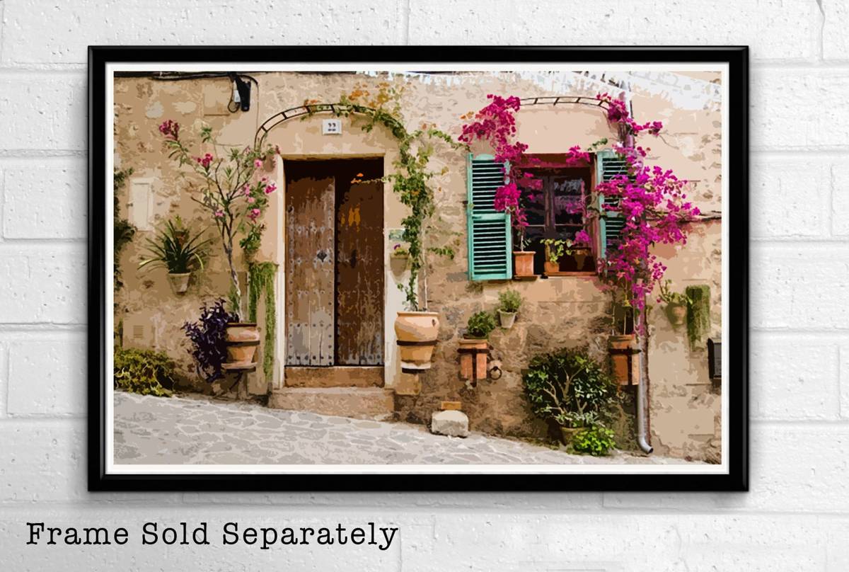 Rustic Spanish Home Illustration - Spain European Spanish Europe Travel - Poster | Canvas Wall Art Print