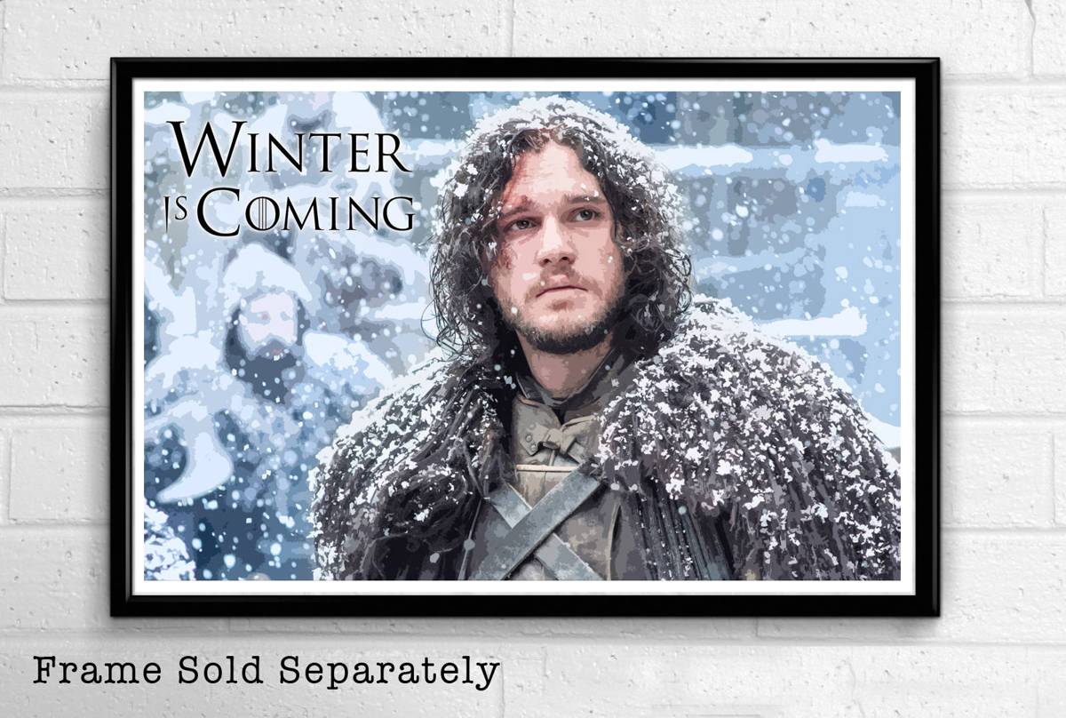 Jon Snow 'Winter Is Coming' From Game Of Thrones Illustration - Fantasy Song Of Ice And Fire - Poster | Canvas Wall Art Print