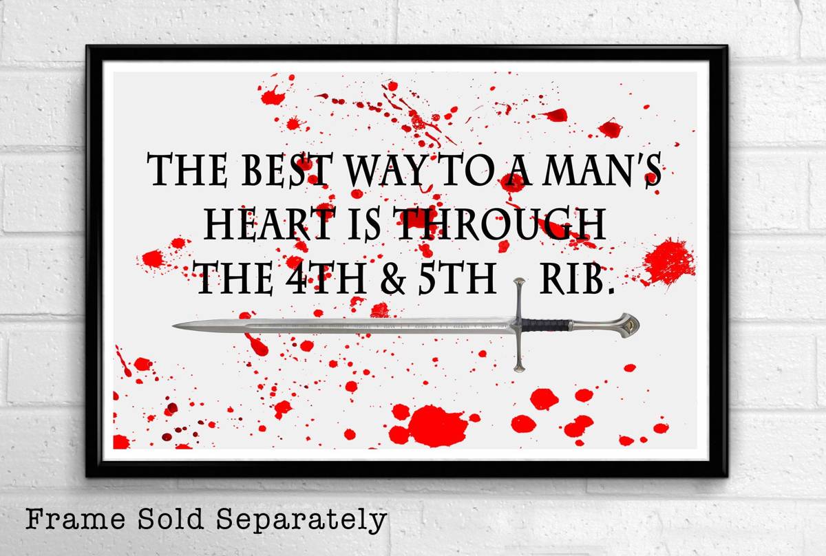 Sword 'The Way To A Man‚Äö√Ñ‚àû‚àö√µ¬¨‚Ñ¢s Heart' Illustration - Game Of Thrones - Lord Of The Rings - Conan - - Poster | Canvas Wall Art Print