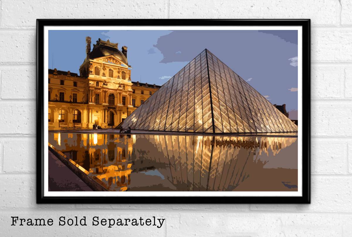 Paris The Louvre Museum Illustration #4 - Landmark France Monument Europe Travel - Poster | Canvas Wall Art Print