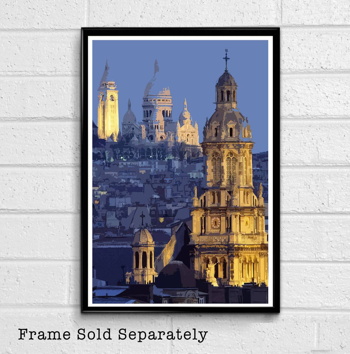 Paris Montmartre At Night - Landmark France Monument Europe - Poster | Canvas Wall Art Print