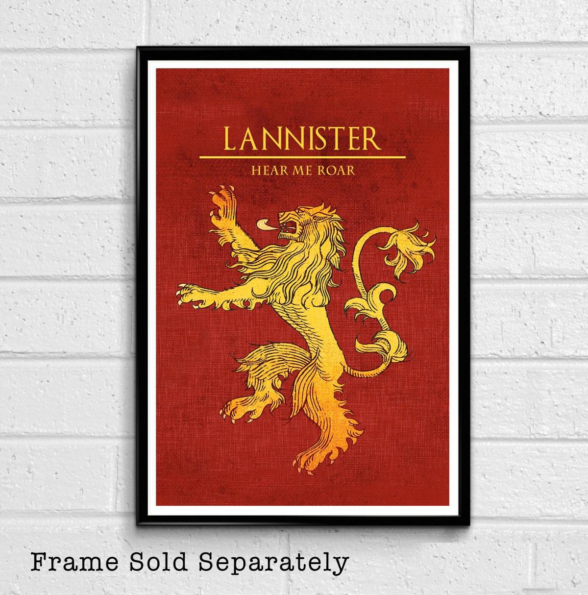 House Lannister Lion Sigil Illustration - Game Of Thrones Fantasy Song Of Ice And Fire - Poster | Canvas Wall Art Print