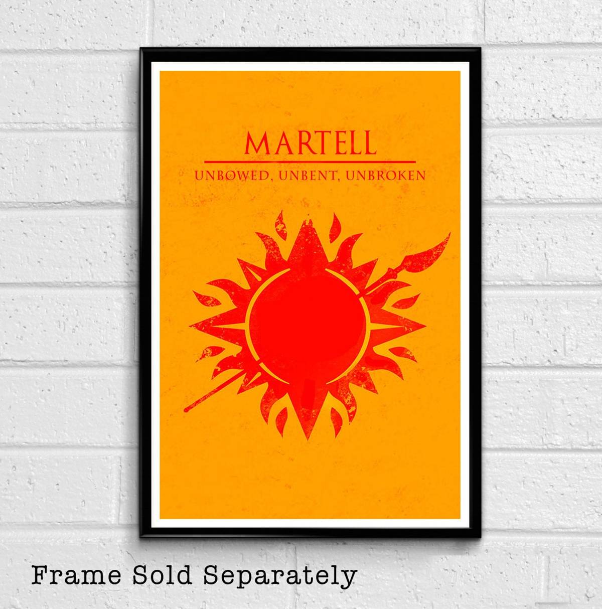 House Martell Sun And Spear Sigil Illustration - Game Of Thrones Fantasy Song Of Ice And Fire - Poster | Canvas Wall Art Print