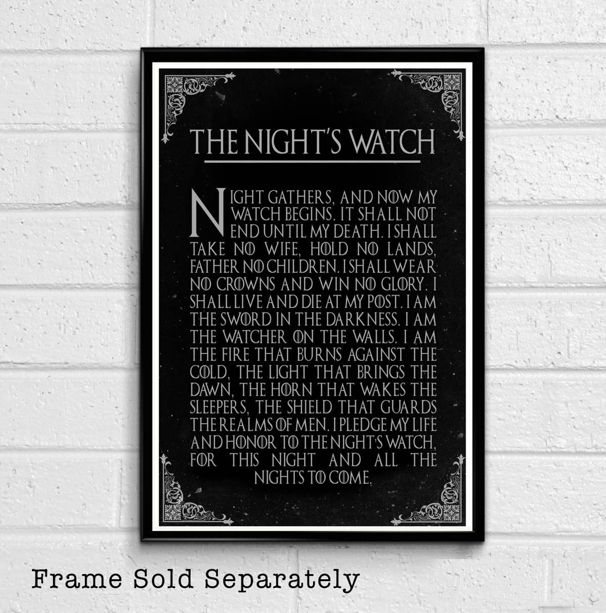 The Night'S Watch Oath From Game Of Thrones - Fantasy Song Of Ice And Fire - Poster | Canvas Wall Art Print