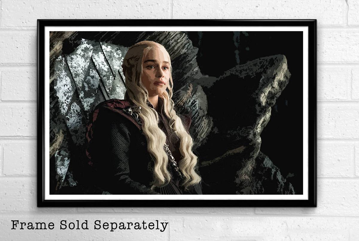 Daenerys Targaryen From Game Of Thrones Illustration #5 - Fantasy Song Of Ice And Fire - Poster | Canvas Wall Art Print