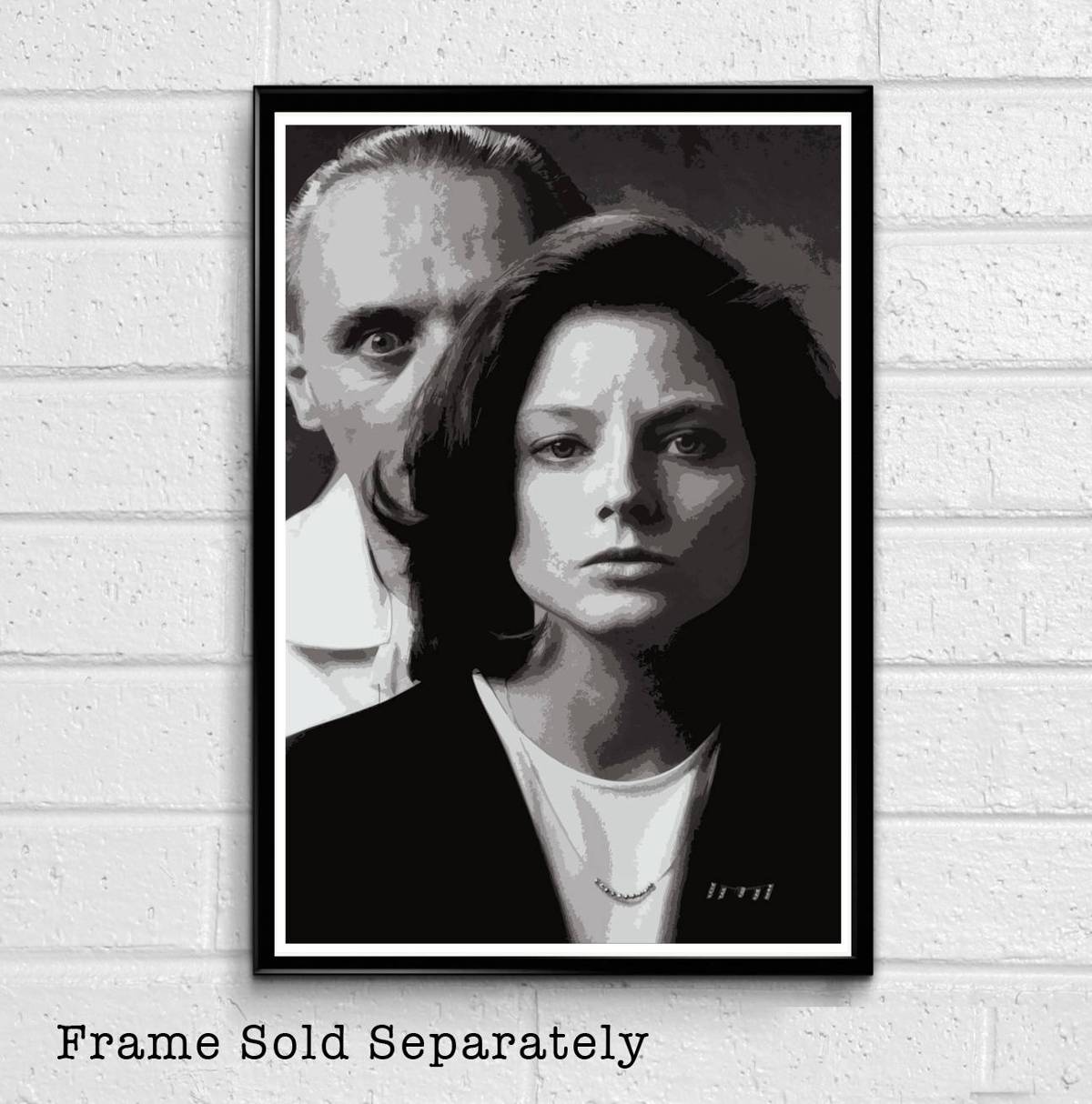 Clarice Starling And Hannibal Lecter Illustration - Silence Of The Lambs Horror Movie - Poster | Canvas Wall Art Print