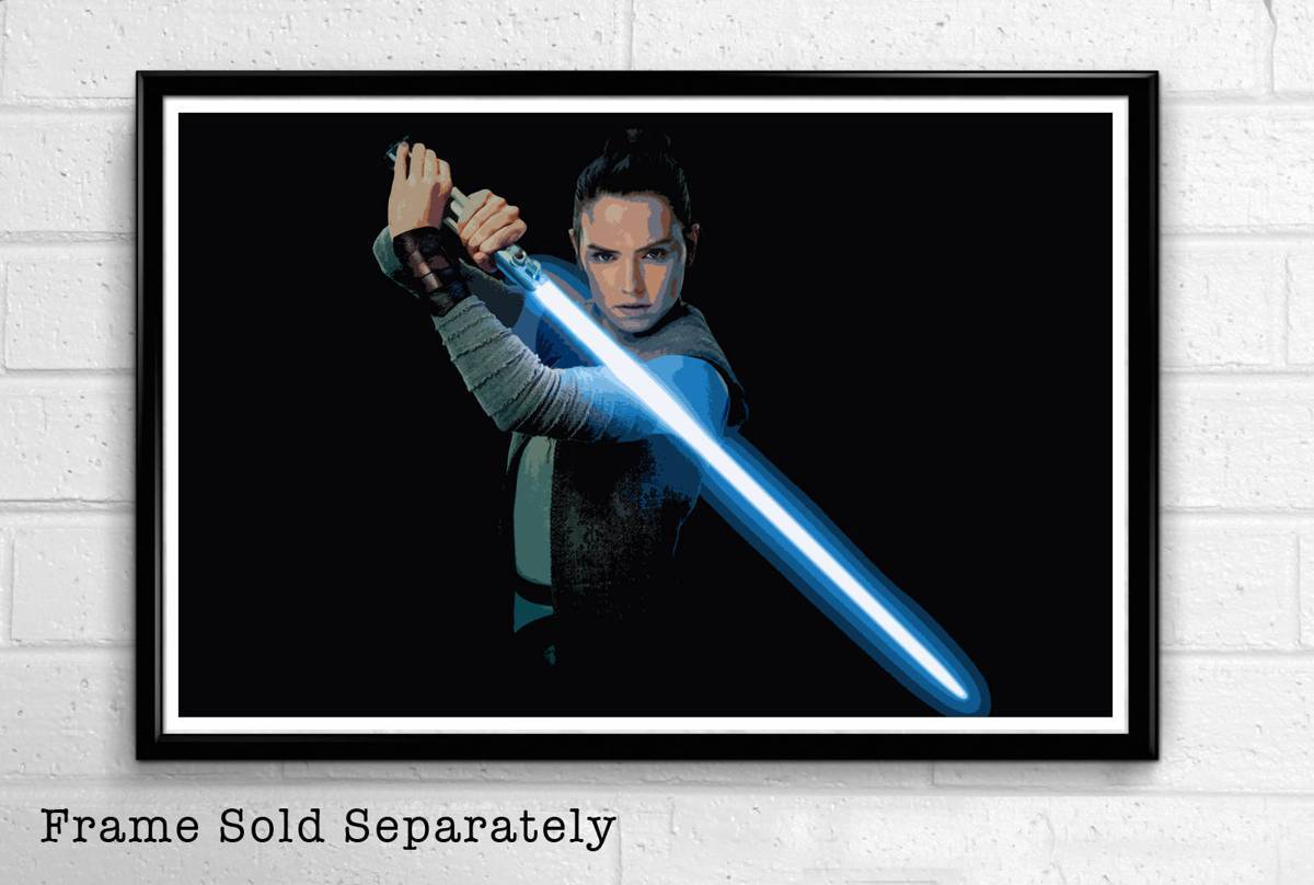 Rey From Star Wars Illustration #4 - The Last Jedi And The Force Awakens Movie Sci-Fi - Poster | Canvas Wall Art Print