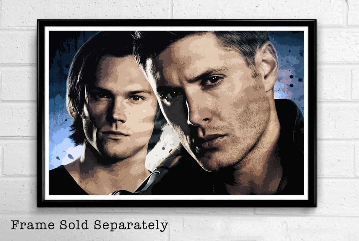 Sam And Dean Winchester Supernatural Illustration #2 - Television - Poster | Canvas Wall Art Print