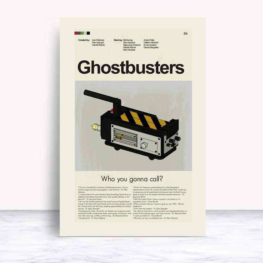 Ghostbusters Mid-Century Modern Inspired Print - Poster | Canvas Wall Art Print