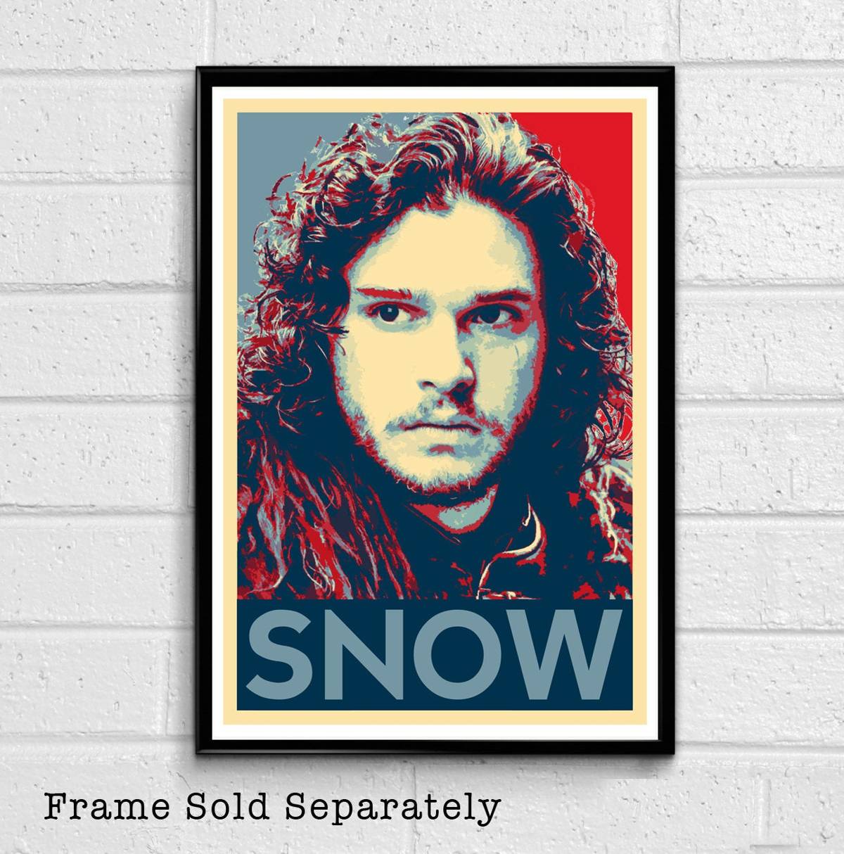 Jon Snow From Game Of Thrones Political Illustration - Fantasy Song Of Ice And Fire - Poster | Canvas Wall Art Print