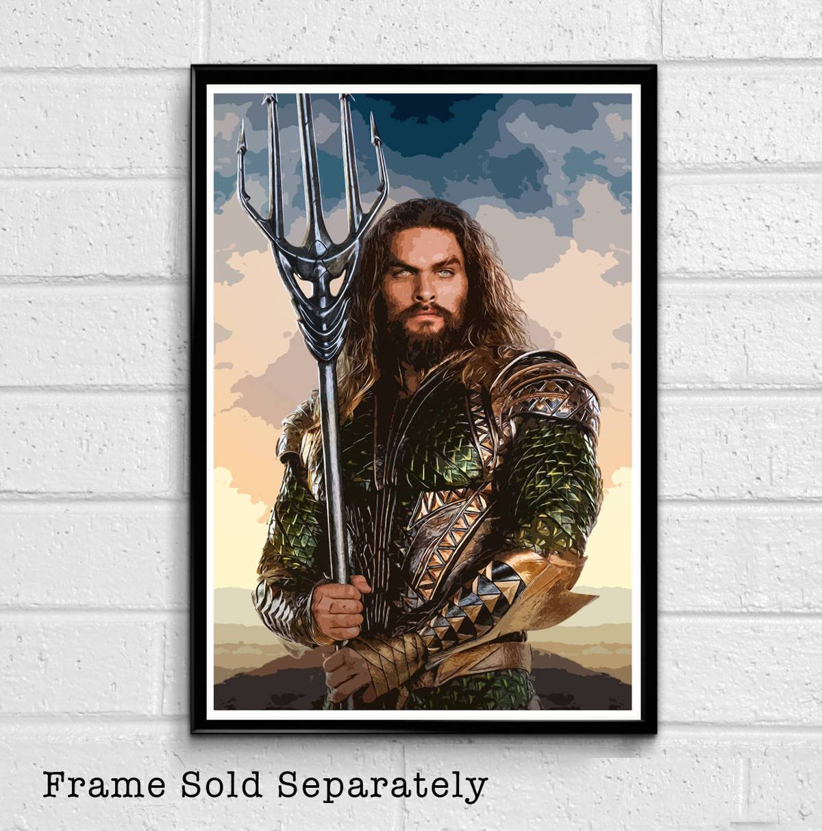 Aquaman Jason Momoa Illustration - Justice League Superhero Movie Comic Book - Poster | Canvas Wall Art Print