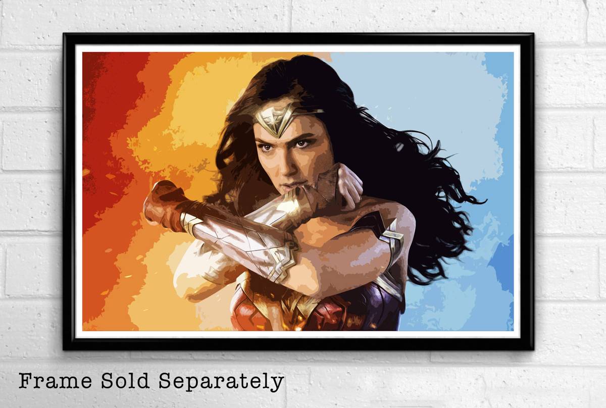 Wonder Woman Illustration #2 - Justice League Superhero Movie Comic Book - Poster | Canvas Wall Art Print