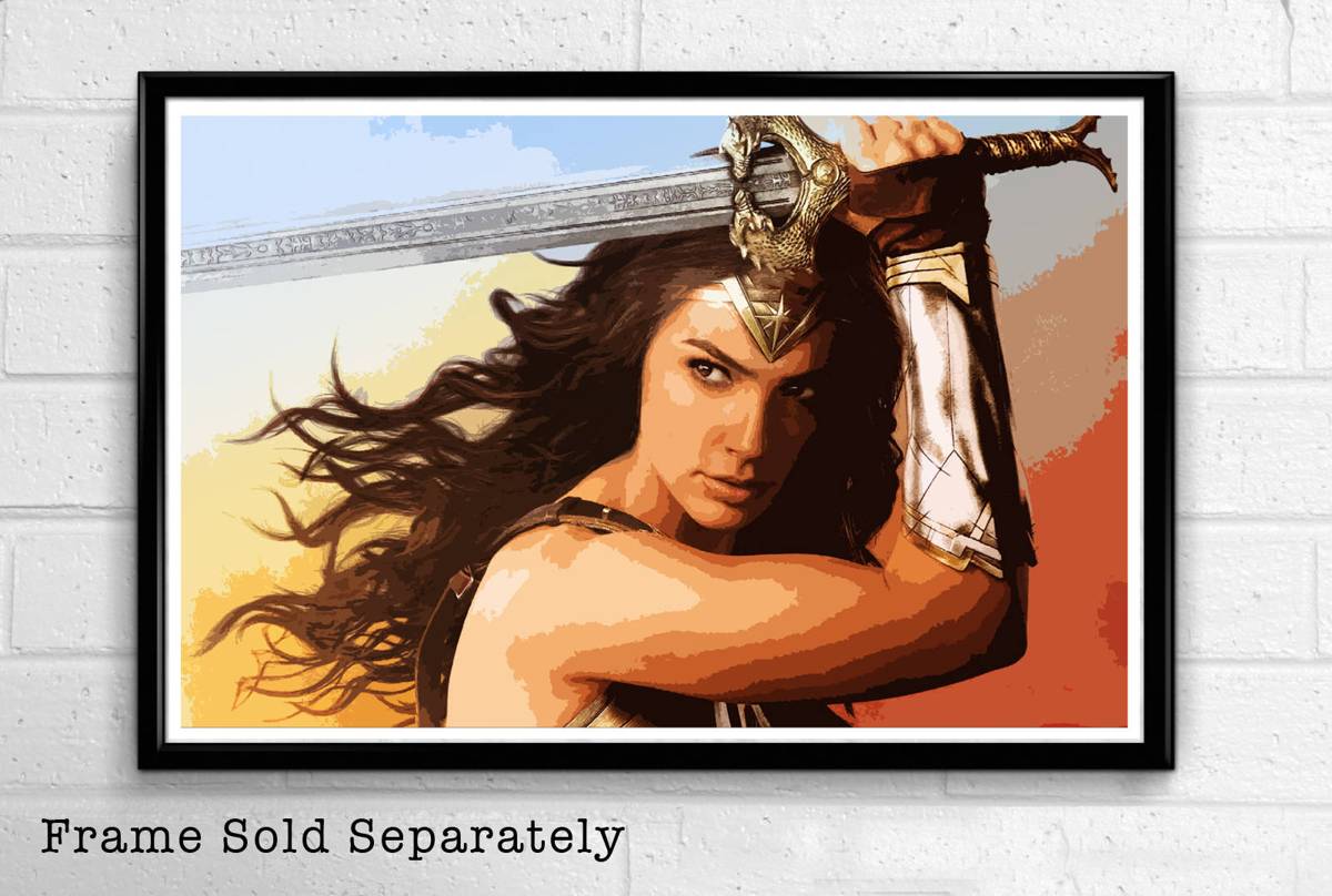 Wonder Woman - Batman V Superman Illustration #4 -Justice League Superhero Movie Comicbook - Poster | Canvas Wall Art Print