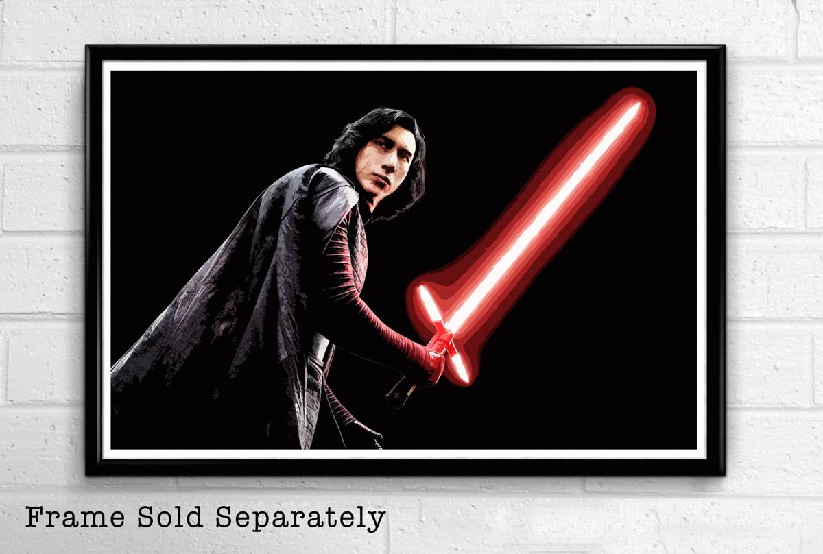 Star Wars Kylo Ren Illustration #5 - The Force Awakens Sci-Fi Film Movie - Poster | Canvas Wall Art Print