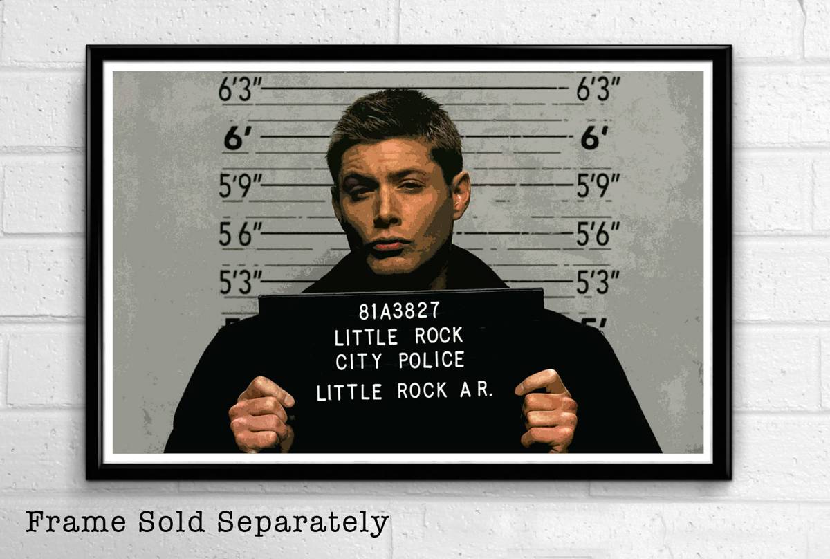 Dean Winchester Mug Shot Supernatural Illustration #4 - Sci-Fi Television - Poster | Canvas Wall Art Print