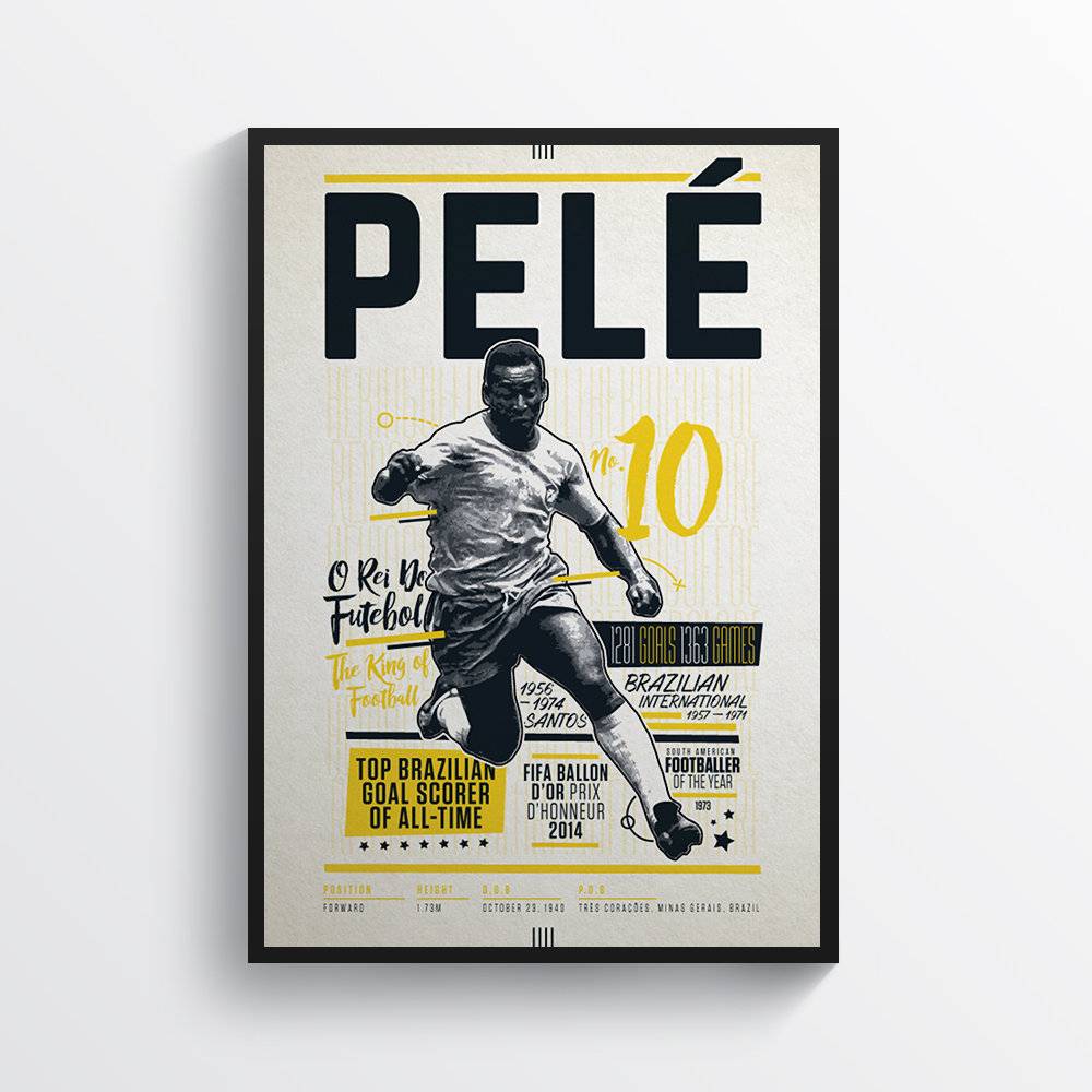 Pel?Razilian Footballer Print Legend Football - Poster | Canvas Wall Art Print