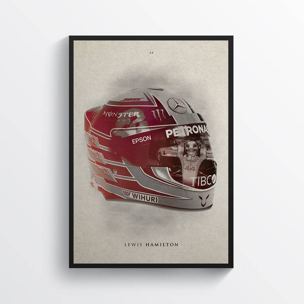 Lewis Hamilton F1 Art, F1 Gift, Formula 1, Racing Helmet, Mercedes - Poster | Canvas Wall Art Print