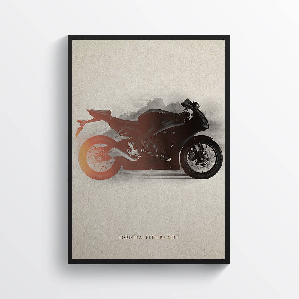 Honda Fireblade Motorcycle Print Motorbike Moto Gp - Poster | Canvas Wall Art Print