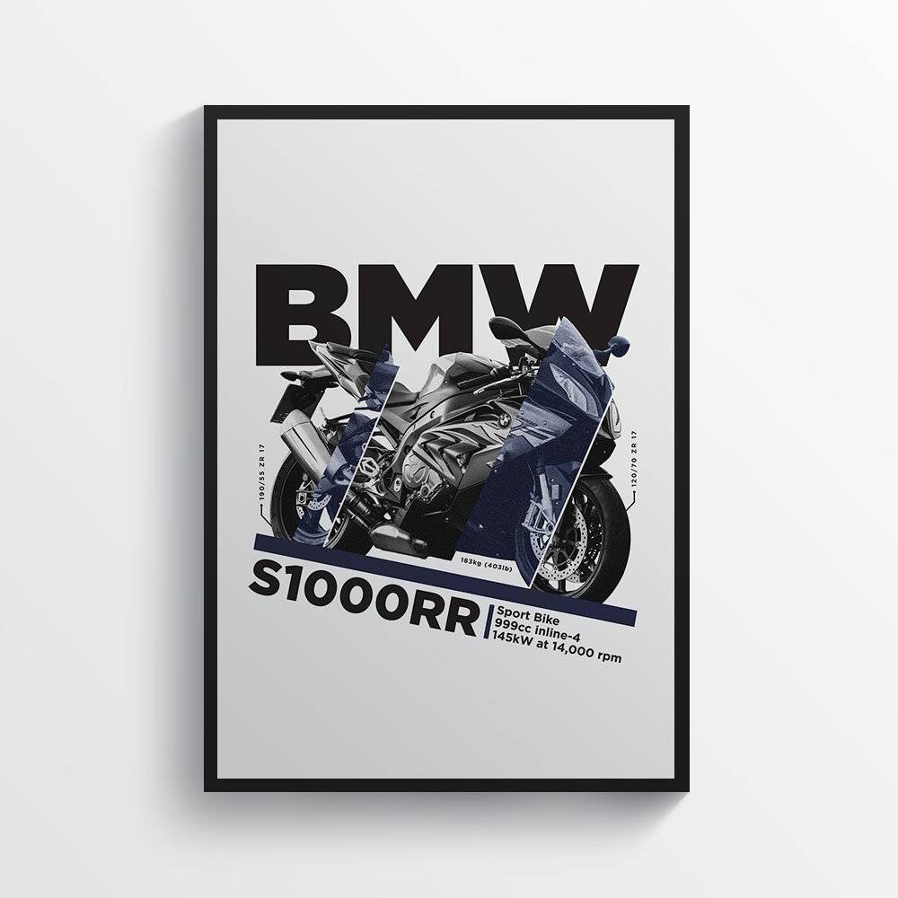 Bmw S1000Rr Motorcycle Print Sports Bike Motorbike - Poster | Canvas Wall Art Print