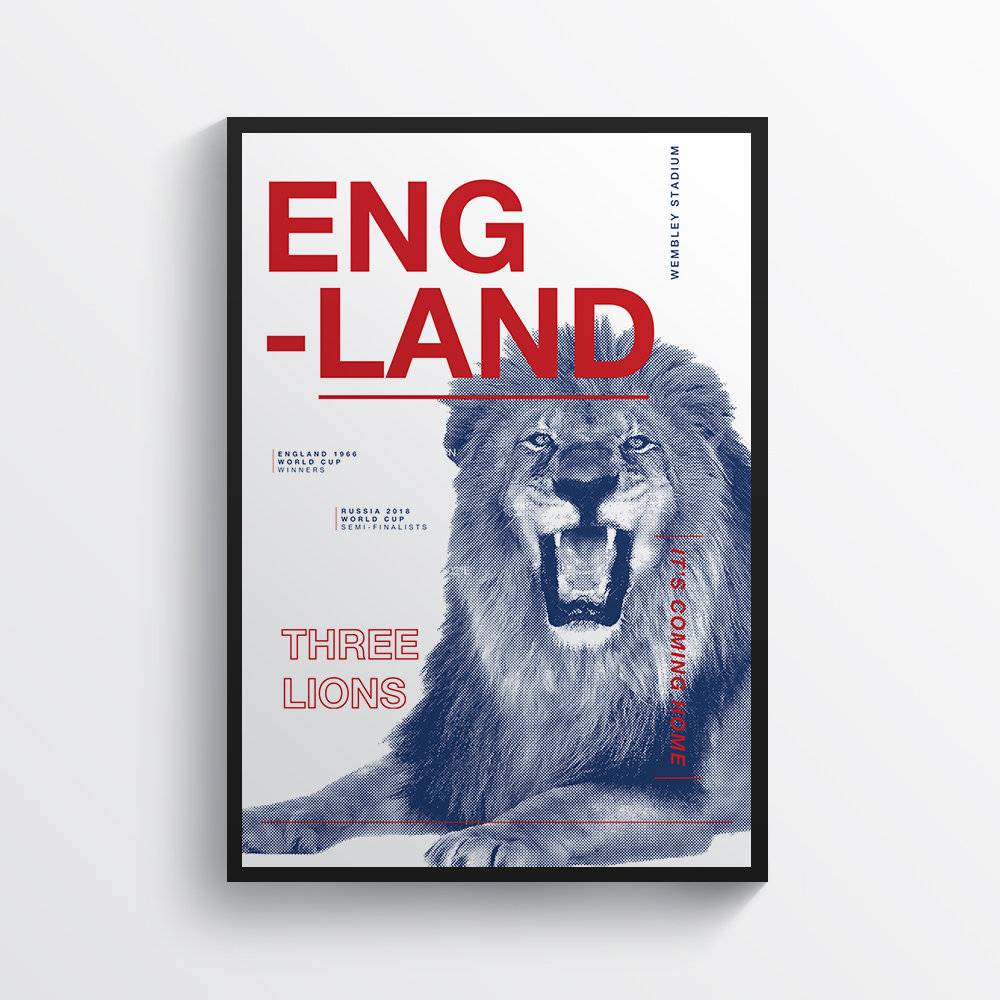 England Football, Three Lions, It'S Coming Home, World Cup, Wall Art - Poster | Canvas Wall Art Print
