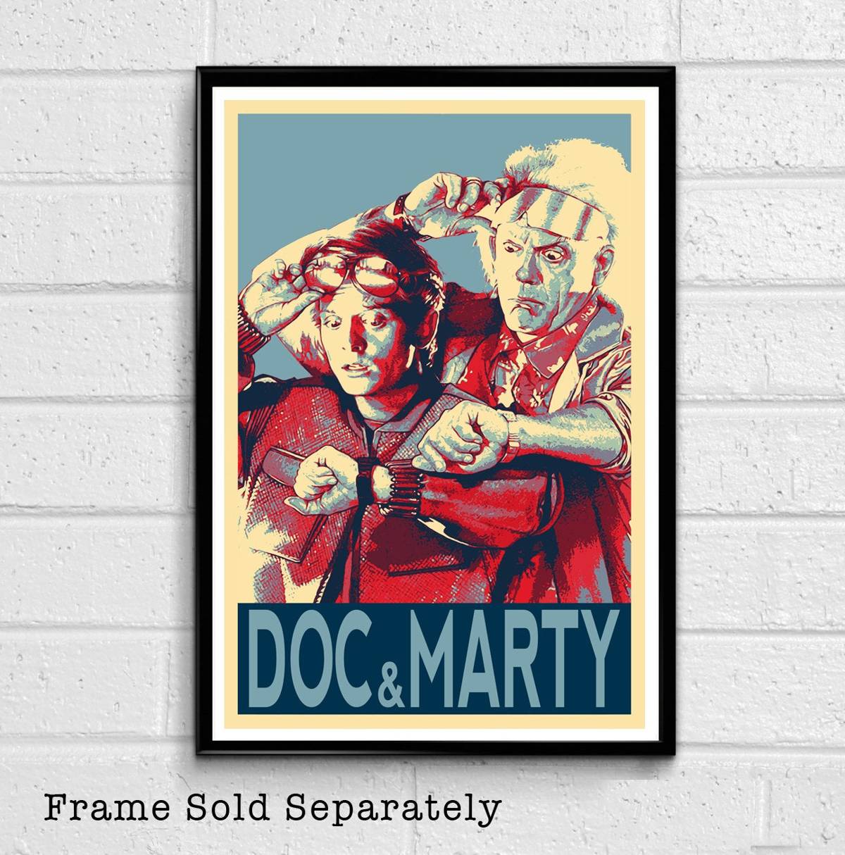 Back To The Future Doc Brown And Marty Mcfly Illustration - Sci-Fi Time Travel Film Movie - Poster | Canvas Wall Art Print