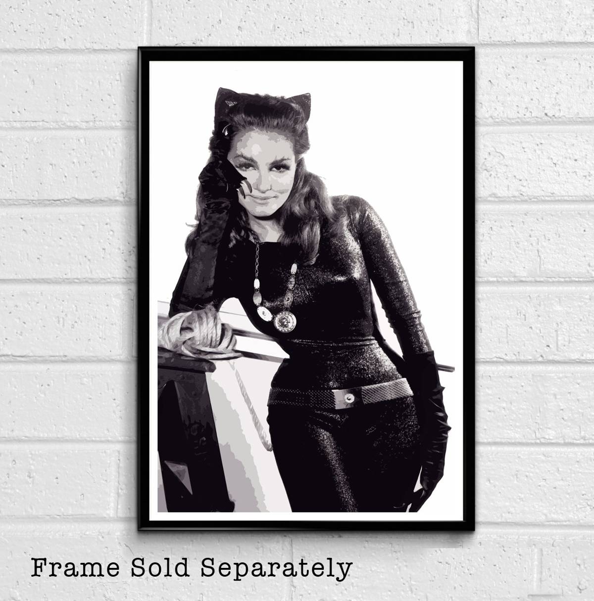 Julie Newmar Catwoman Illustration - Superhero Movie Comicbook Film - Poster | Canvas Wall Art Print