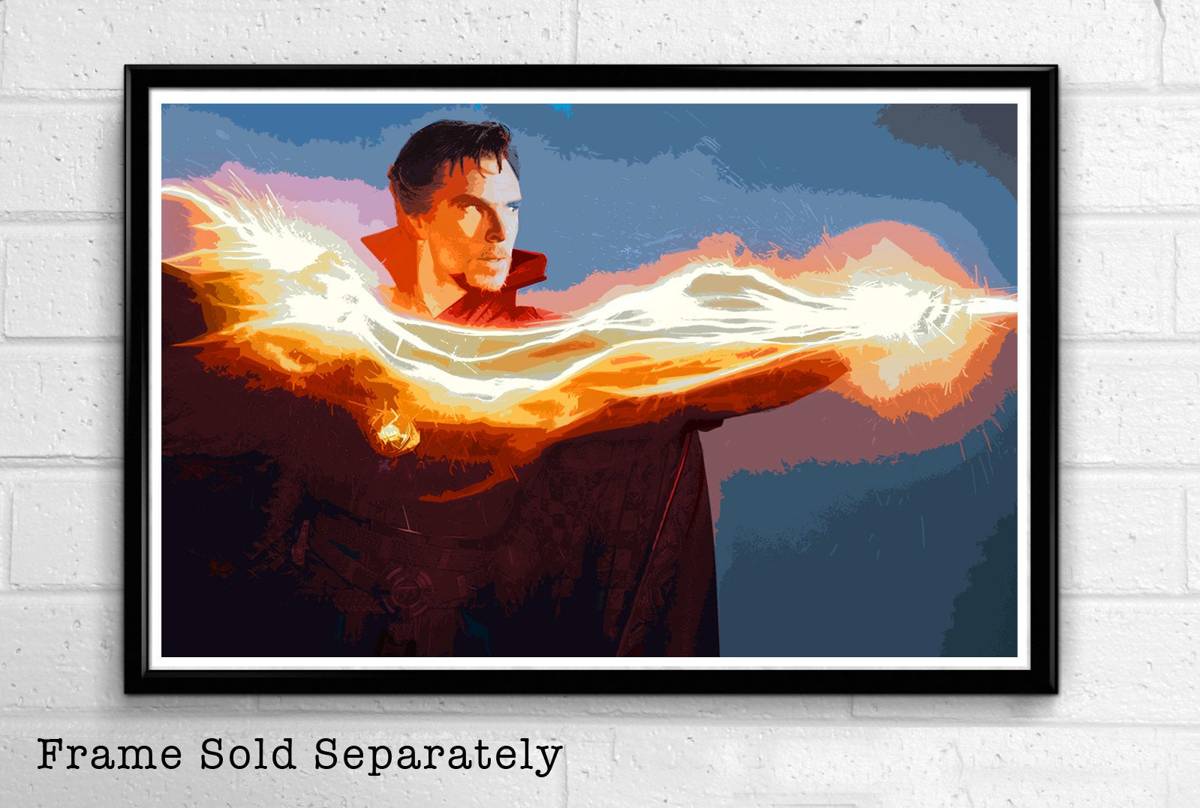Dr Strange Benedict Cumberbatch Illustration #2 - Marvel Superhero Movie Comicbook Film - Poster | Canvas Wall Art Print