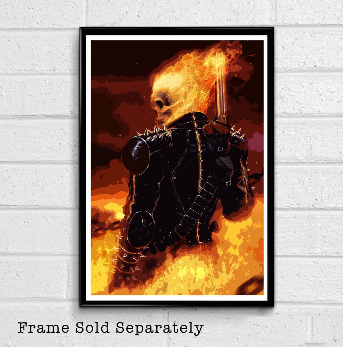 Ghost Rider Marvel Illustration #2 - Superhero Movie Comicbook Film - Poster | Canvas Wall Art Print