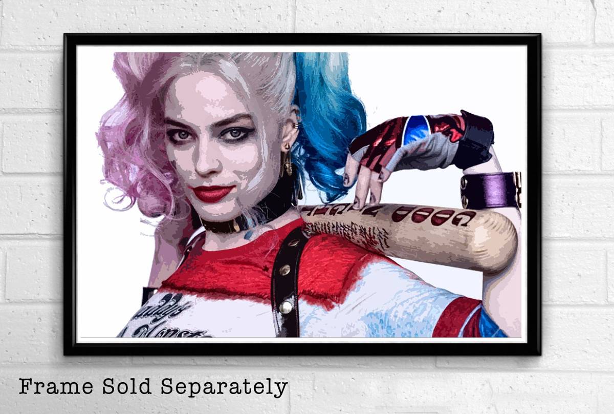 Harley Quinn Illustration #2 - Superhero Movie Comicbook Film - Poster | Canvas Wall Art Print