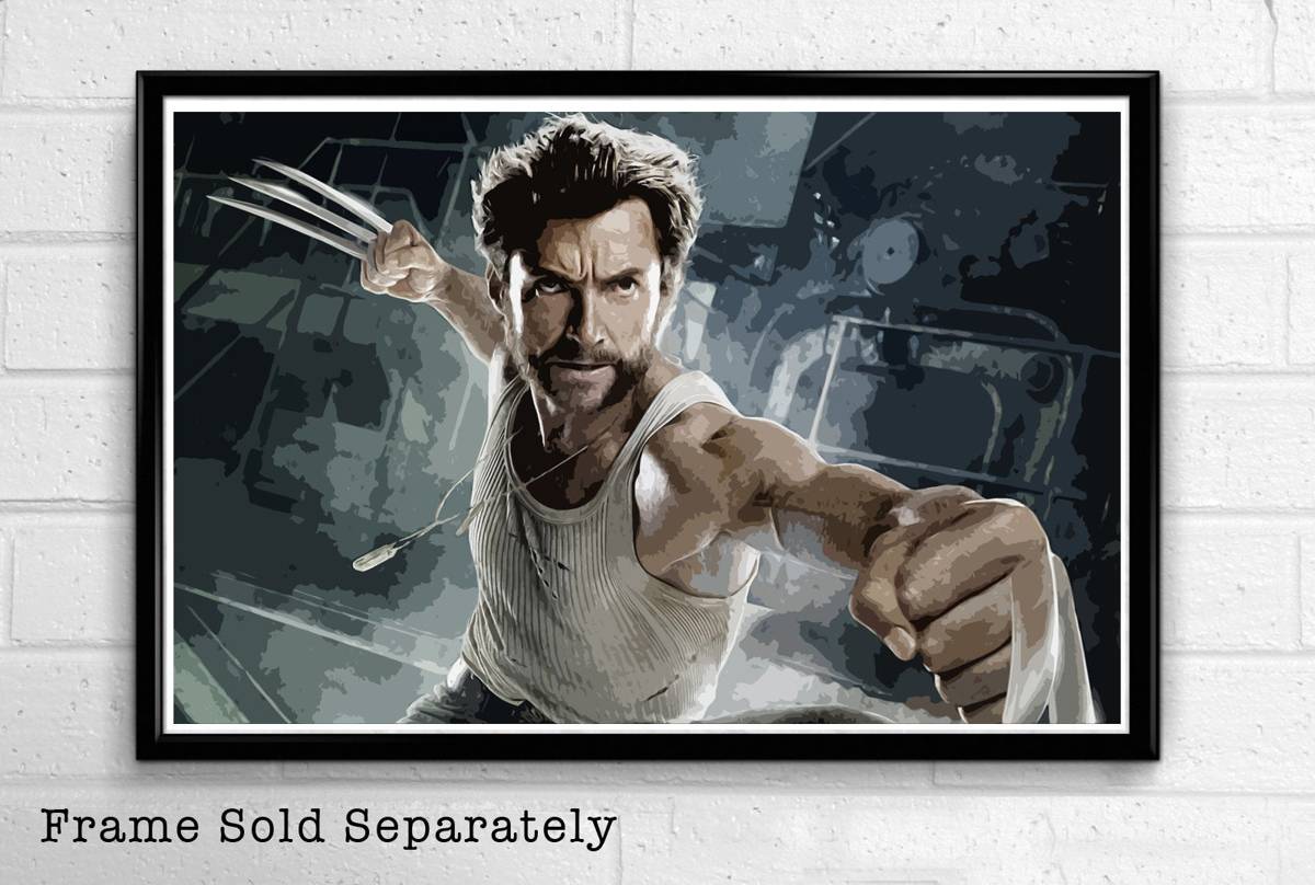 Wolverine Xmen Hugh Jackman Logan Illustration #4 - Superhero Comicbook Film Movie - Poster | Canvas Wall Art Print