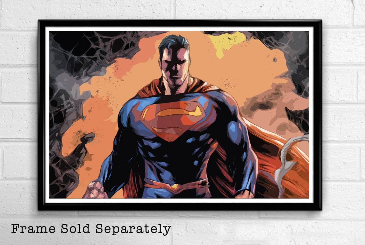 Superman Man Of Steel Illustration #2 - Justice League Superhero Comicbook - Poster | Canvas Wall Art Print